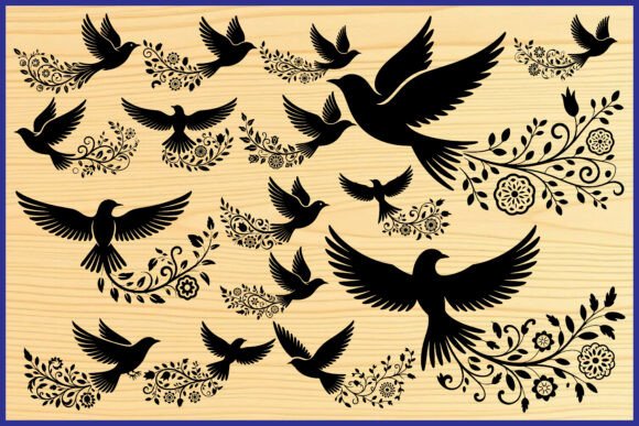 Decorative Bird Silhouette Pattern Art: Design & Application
