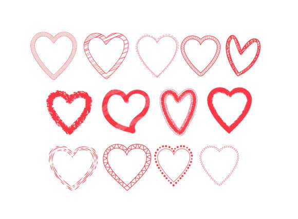Decorative Hand-Drawn Heart Doodles: Authentic Charm for Modern Design