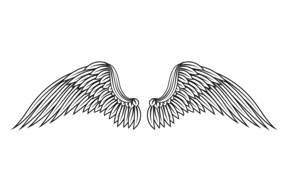 Decorative Wings Label: Dove Bird Flight Symbol