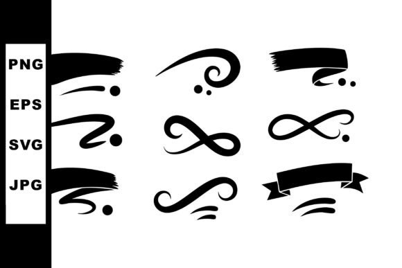Elevate Your Projects with Decorative Black Swirl and Brush Stroke