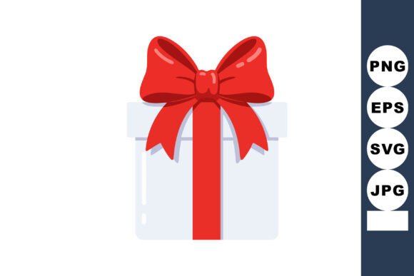 Gift Box with Red Ribbon Bow: A Cheerful Design Asset