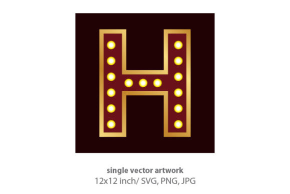 Lights Bulbs Inside Decorative Letter H: A Creative Design Asset