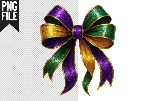 Mardi Gras Decorative Bow Png Clipart, M: A Design Asset for Festive Branding